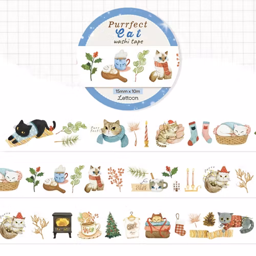 Washi tape Lettoon - Purrfect Cat 15 mm