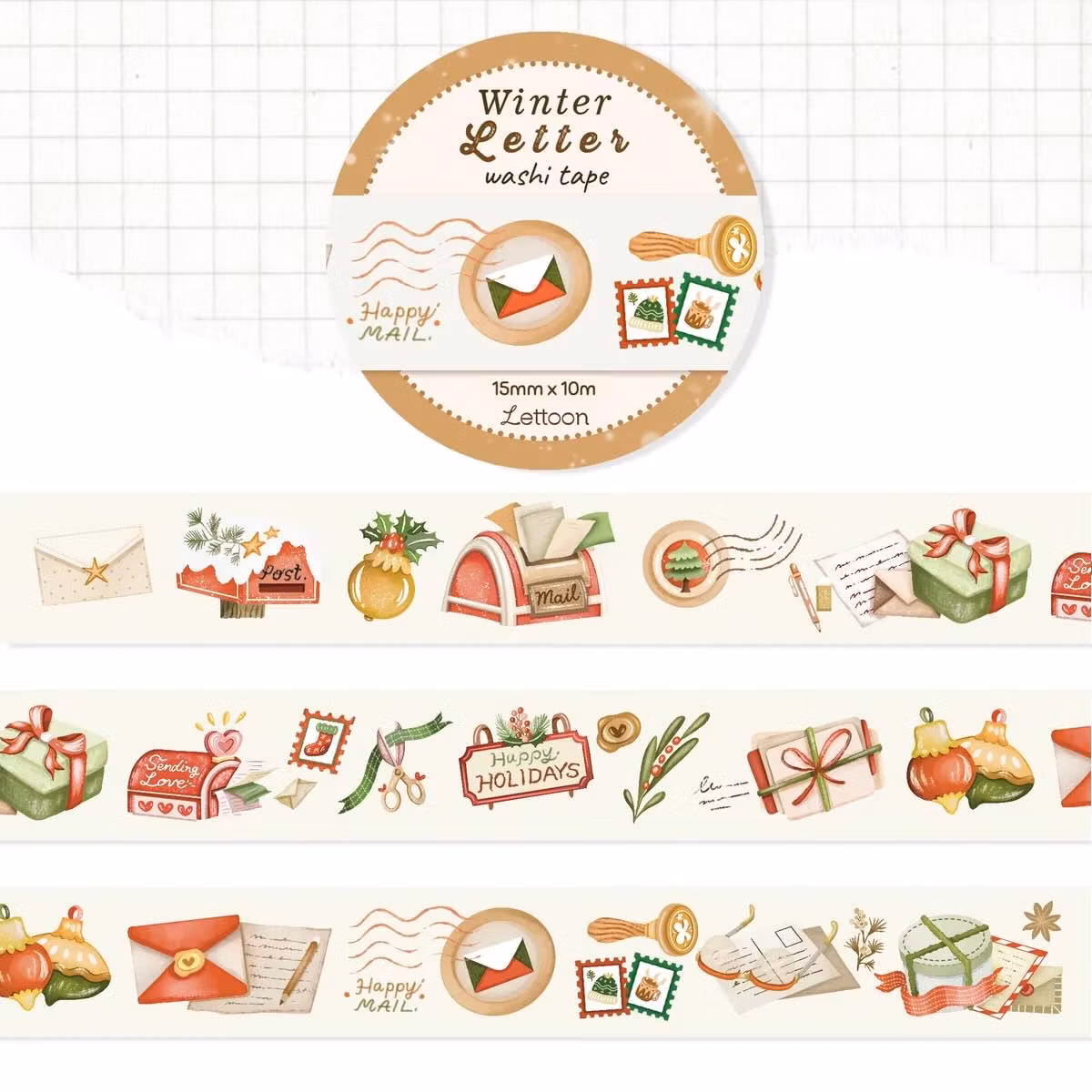 Washi tape Lettoon - Winter Letter 15 mm