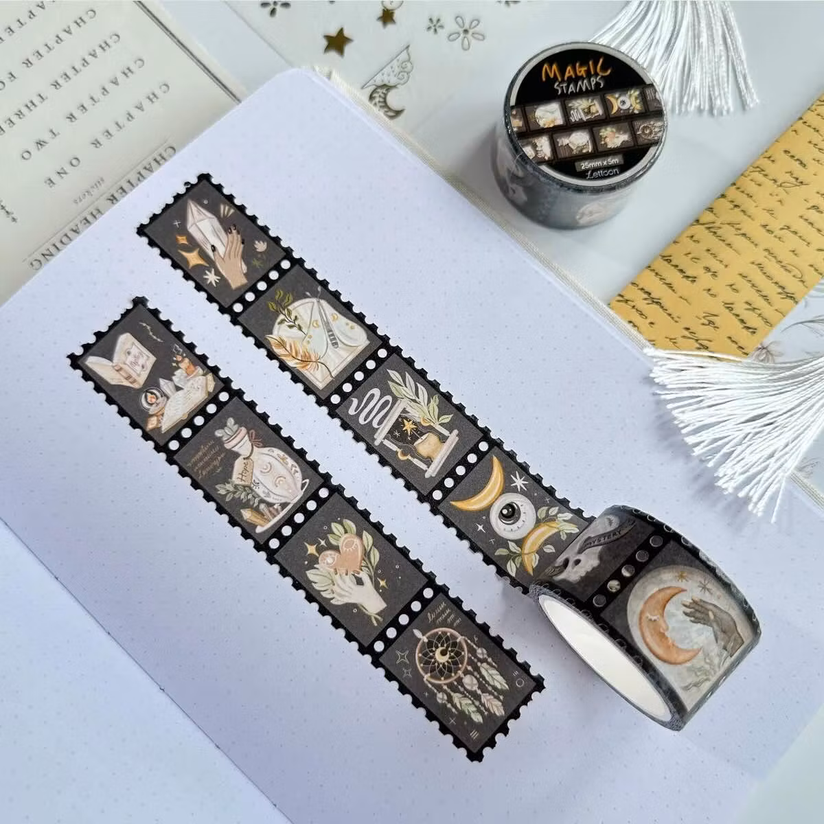 Washi tape Lettoon - Magic Stamps 25 mm