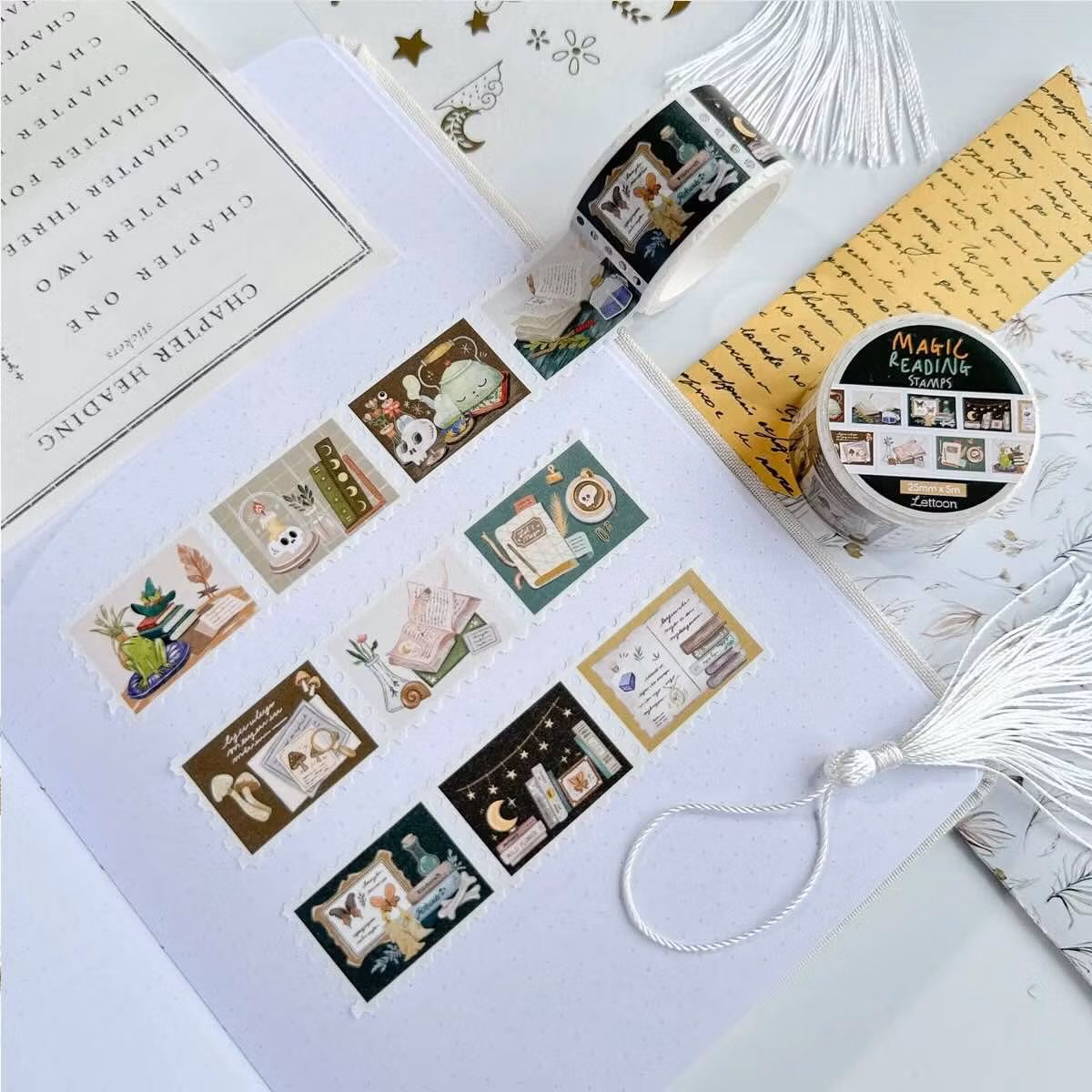Washi tape Lettoon - Magic Reading Stamps 25 mm