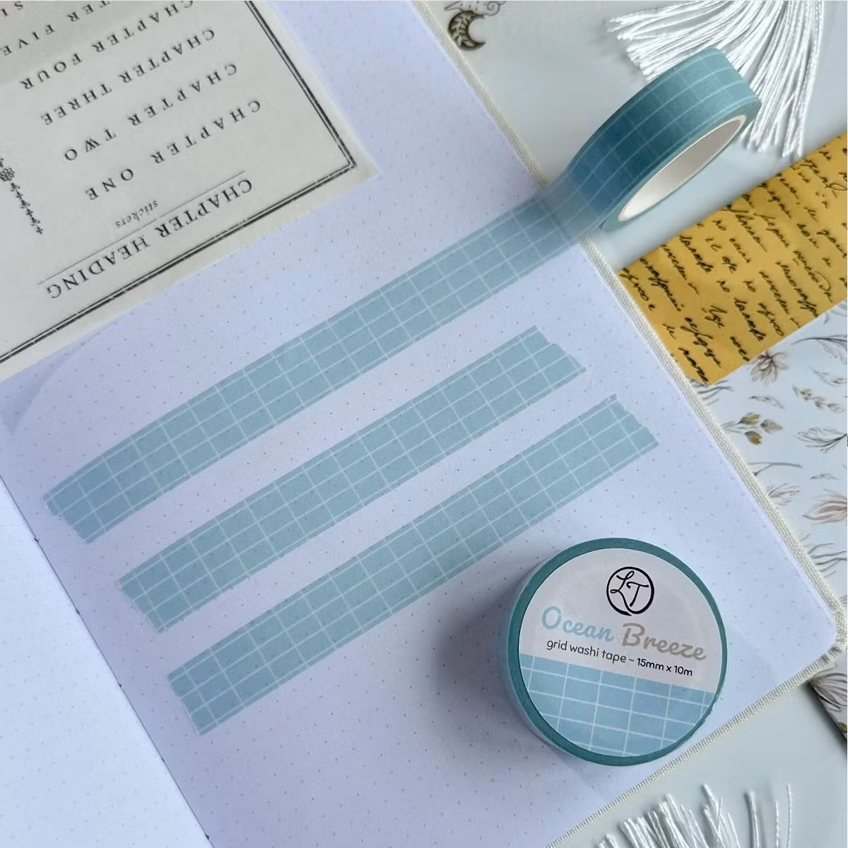 Washi tape Lettoon - Ocean Breeze Grid 15 mm