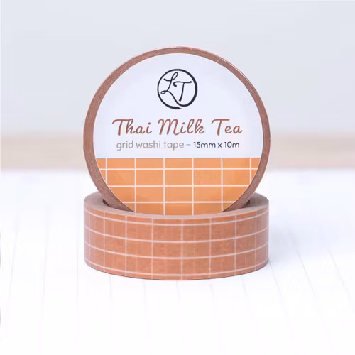 Washi tape Lettoon - Thai Milk Tea Grid 15 mm