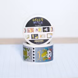 Washi tape Lettoon - Green Witch Stamps 25 mm