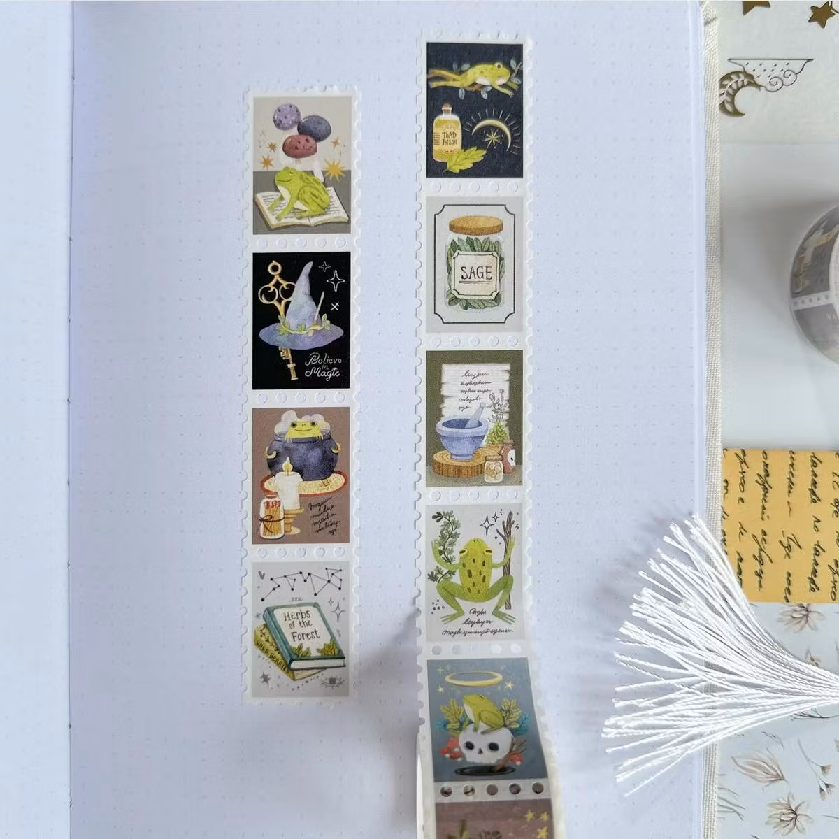 Washi tape Lettoon - Green Witch Stamps 25 mm