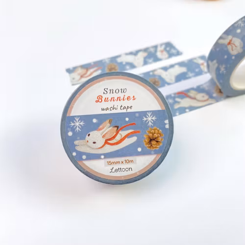 Washi tape Lettoon - Snow Bunnies 15 mm