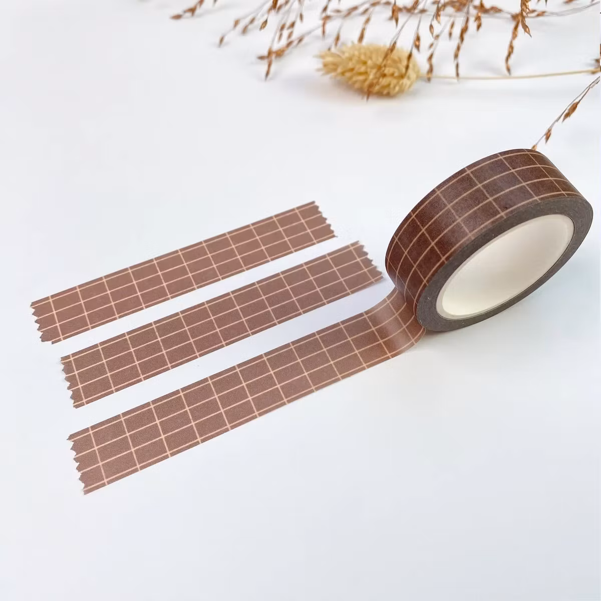 Washi tape Lettoon - Cinnamon Hot Chocolate Grid 15 mm