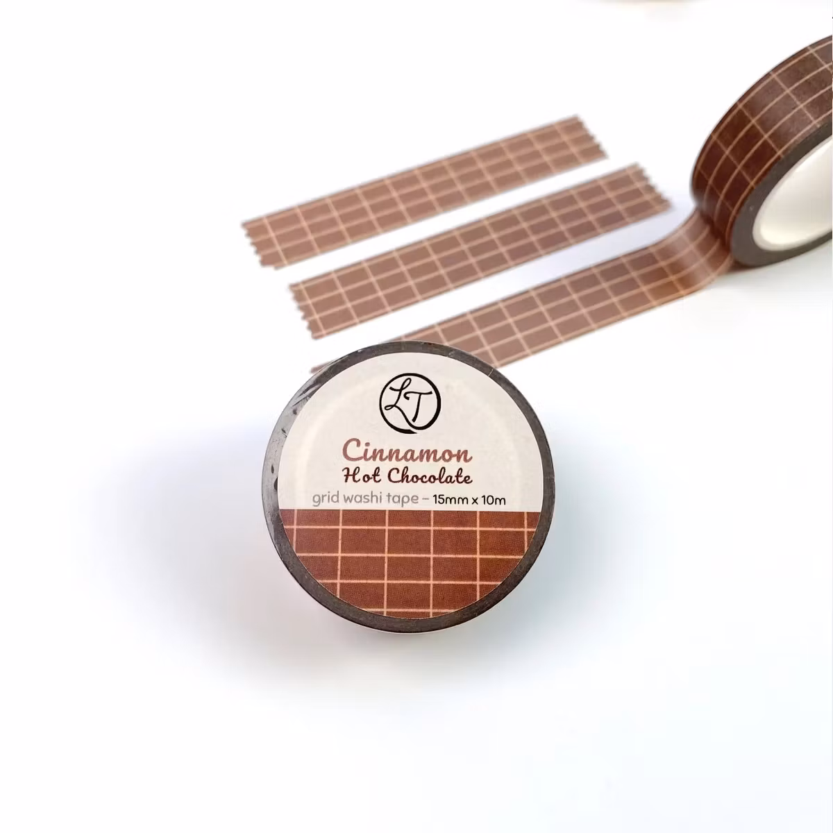 Washi tape Lettoon - Cinnamon Hot Chocolate Grid 15 mm