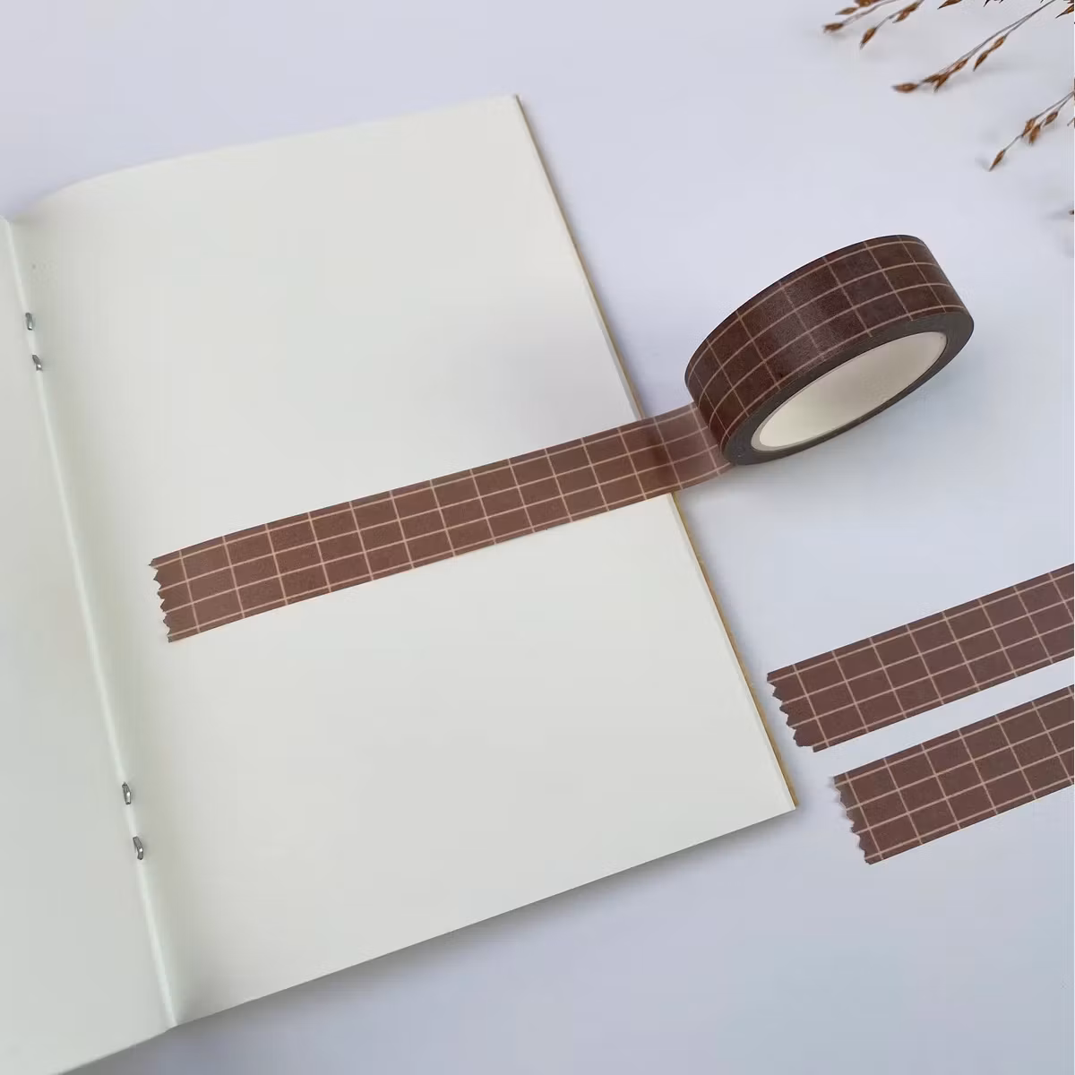 Washi tape Lettoon - Cinnamon Hot Chocolate Grid 15 mm