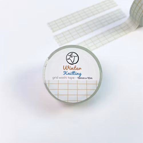 Washi tape Lettoon - Winter Knitting Grid 15 mm