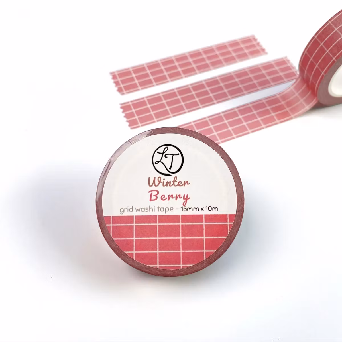 Washi tape Lettoon - Winter Berry Grid 15 mm