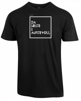 T-skjorte med teksten "Da heite i Austevoll"