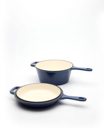 JERNVERKET- 2 I 1 SET GRYTA & STEKPANNA I GJUTJÄRNS 21 Ø - MAR AZUL