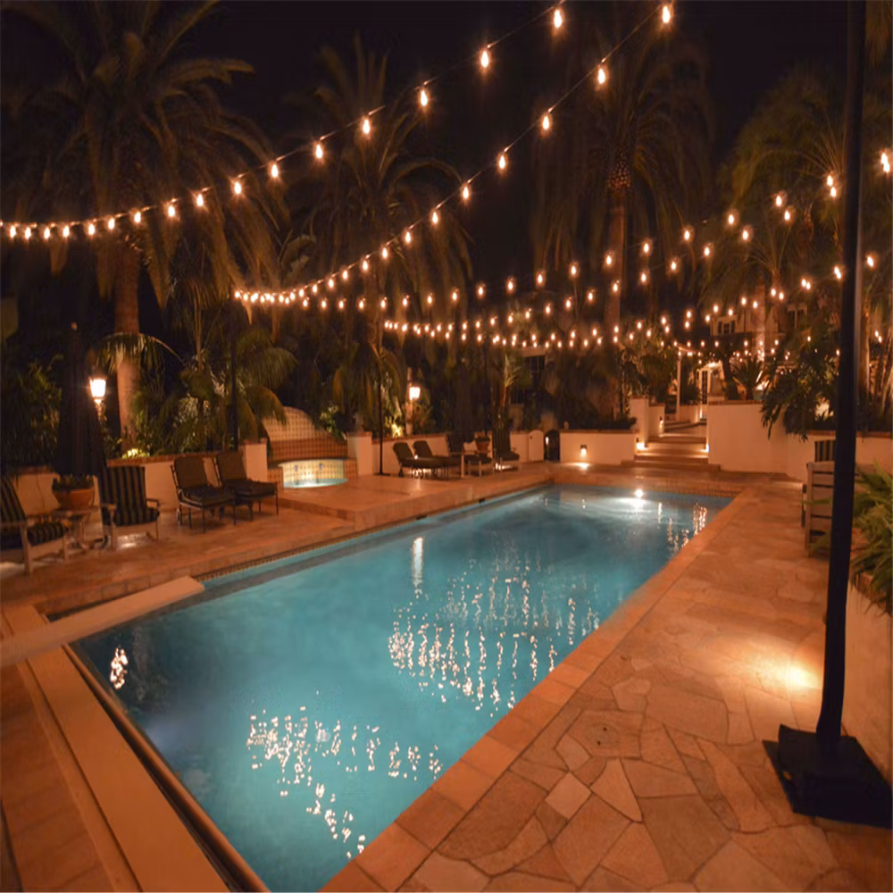 LY Sweden Premium outdoor string lights - outdoor lighting 15-100 meter with replaceable E27 LED bulbs