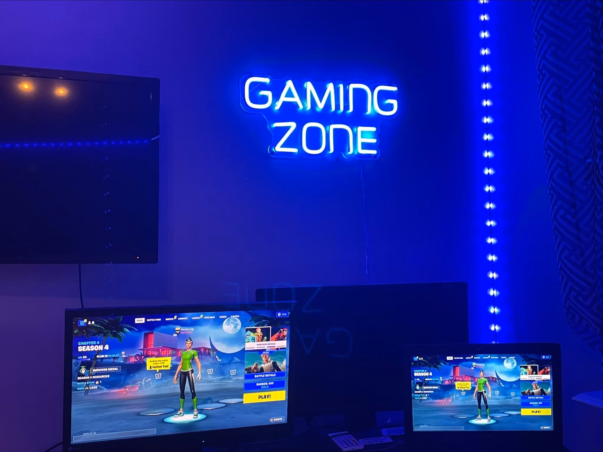 Neonowy napis LED Gaming Zone - 50x23 cm - Pełne RGB z dotykowym pilotem