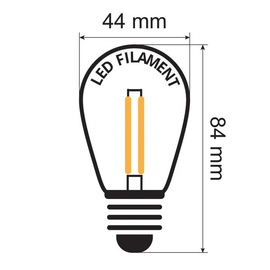 E27 2W Varmhvid LED-pære med dobbelt glødetråd, dæmpbar - 2000K