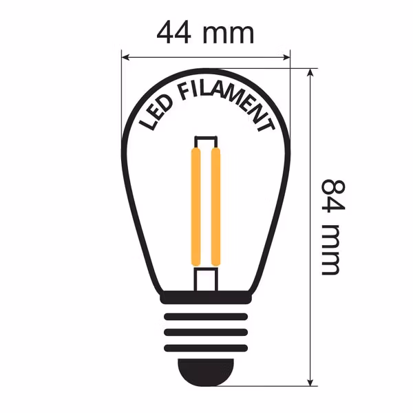 E27 2W Ampoule LED blanc chaud à double filament, dimmable - 2000K