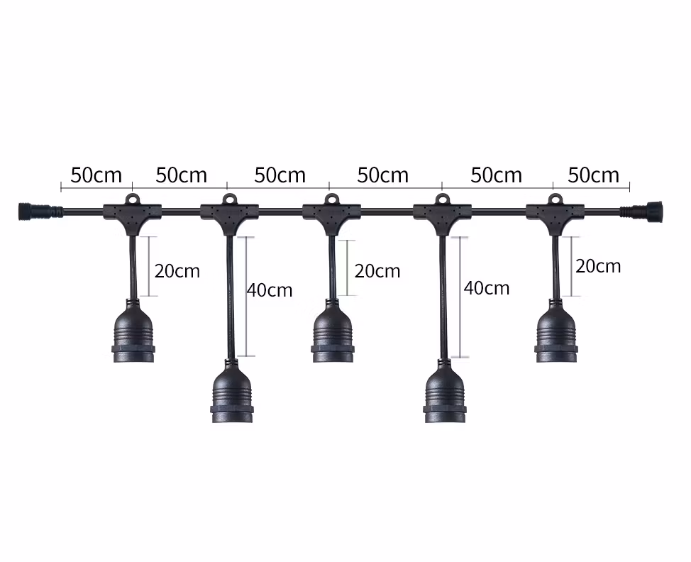 LY Sweden Outdoor string lights with hanging sockets 10 m with 20 interchangeable LED bulbs