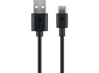 Goobay USB 2.0 - Cable USB Type-C 1m Negro para Iluminación Solar