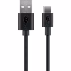Goobay USB 2.0 - Cable USB Type-C 1m Negro para Iluminación Solar