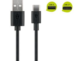 Goobay USB 2.0 - USB Type-C kabel 1m Sort til Solcellebelysning