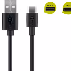 Goobay USB 2.0 - Cable USB Type-C 1m Negro para Iluminación Solar