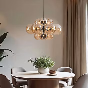 Taklampa 12-ljus svart med amberglas – Decadi