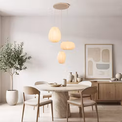 Japandi pendellampa med 3 tyglyktor - Fabricia - Beige