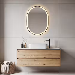 Badrumsspegel Flare 60 x 80 cm – touch-dimbar, färginställbar, med värme