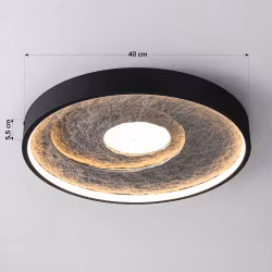 Modern taklampa Cercul svart med grå steneffekt Ø40 cm, 36W - dimbar i 3 steg