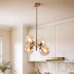 Retro hänglampa med bärnstensfärgad glas 4-ljus – Florens