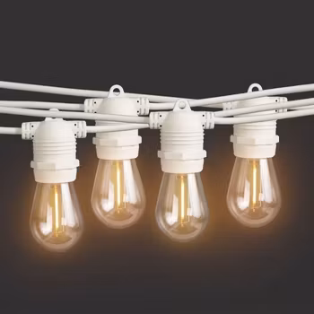 LY Sweden Premium Vit ljusslinga rund kabel utomhus - 5m till 25m med utbytbara E27 lampor