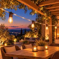 LY Sweden Premium Outdoor LED String Lights 10m – 20 E27 Bulbs with Integrated LED Lighting in the Cable