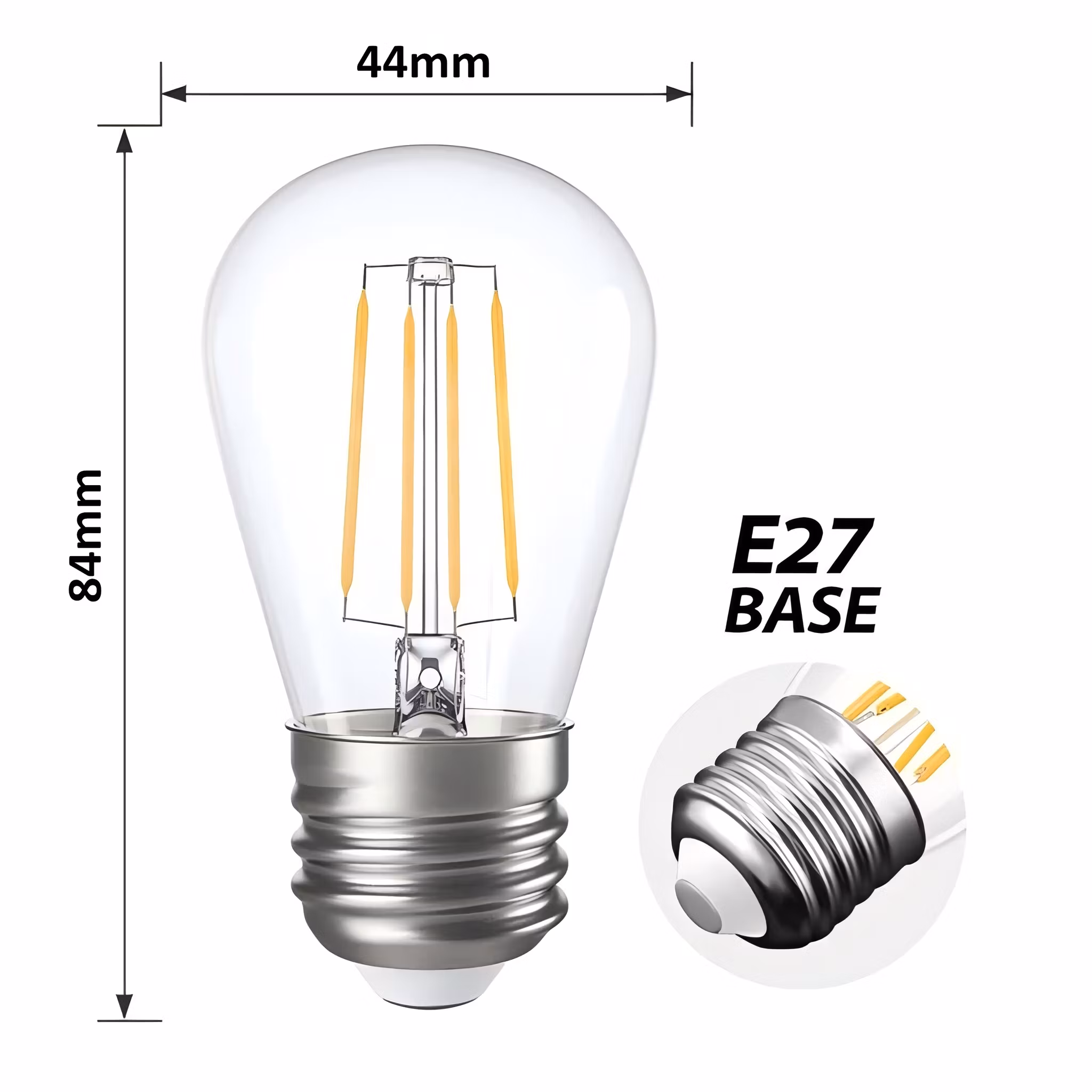 LY Sweden E27 Żarówka LED 3W - Ciepła Biel - 2200K - Cztery Włókna