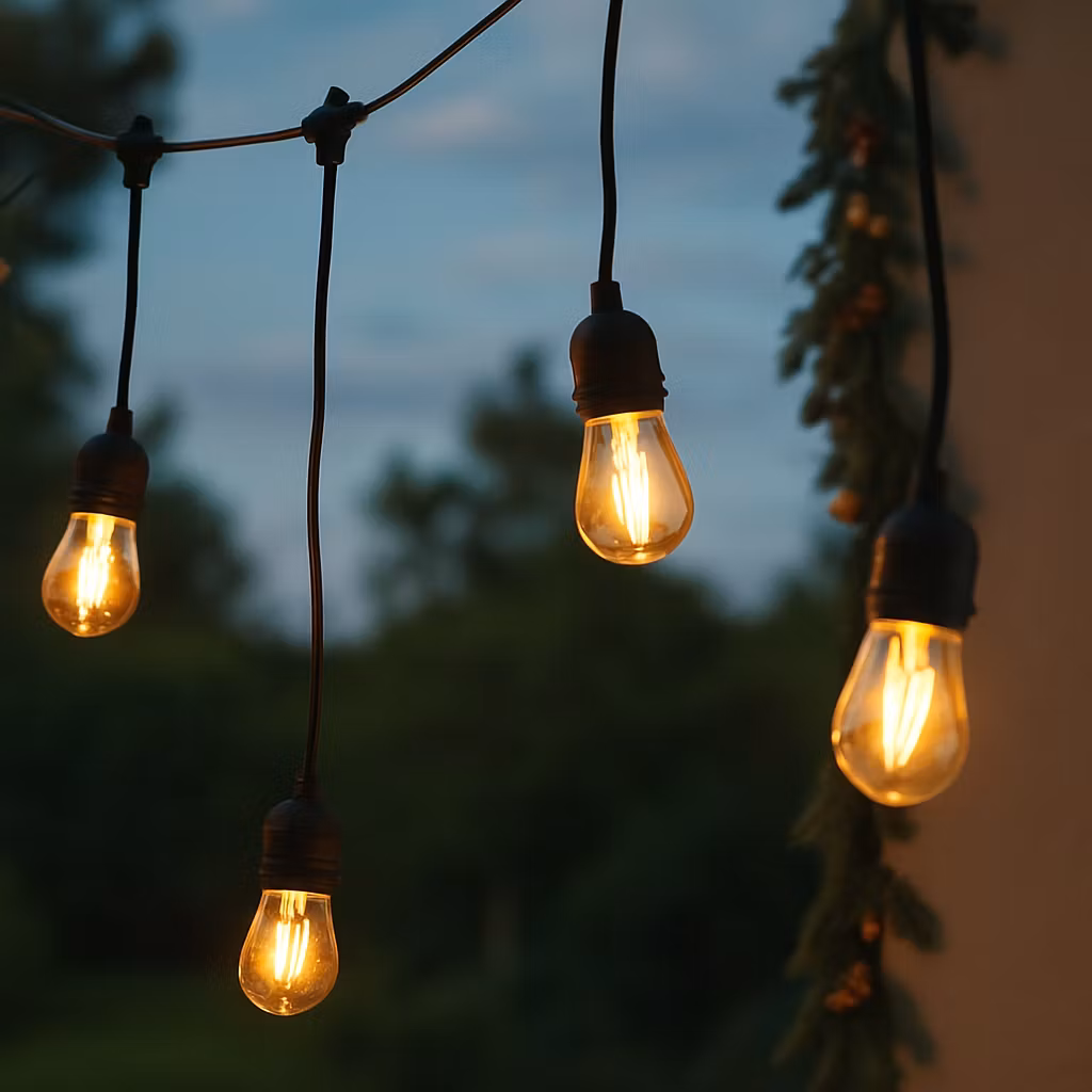 LY Sweden Outdoor string lights with hanging sockets 10 m with 20 interchangeable LED bulbs