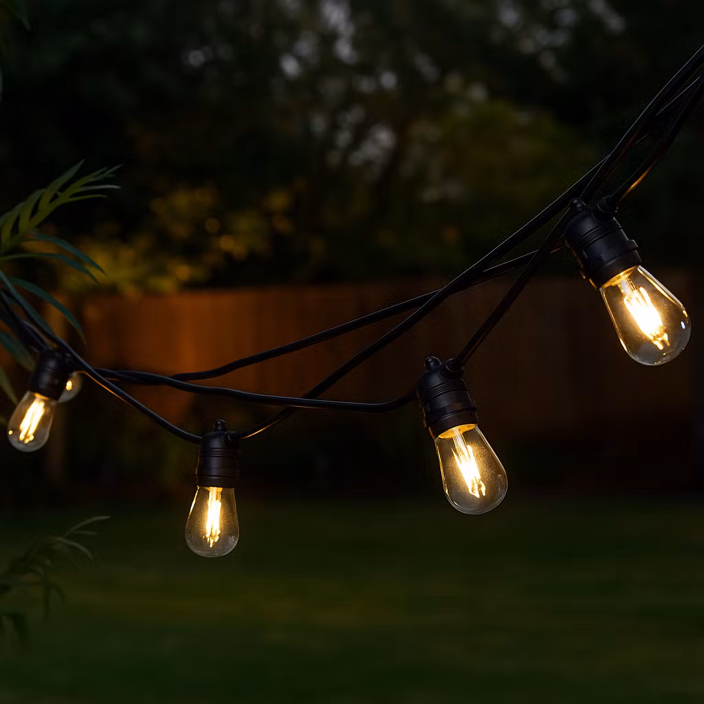LY Sweden Premium outdoor string lights - outdoor lighting 15-100 meter with replaceable E27 LED bulbs