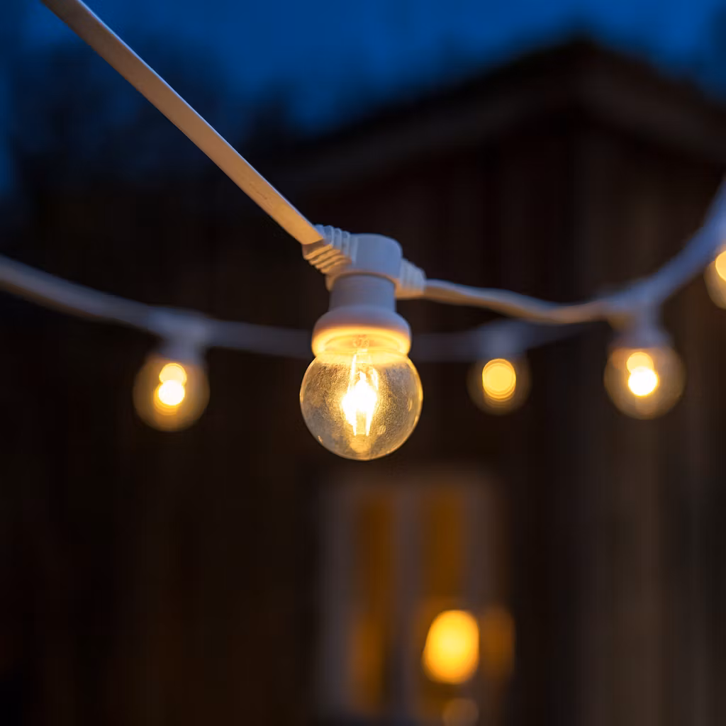 Witte lichtsnoeren complete set met vervangbare LED gloeilampen - 10 tot 50 meter