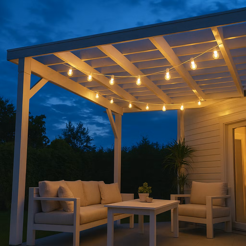 Witte lichtsnoeren complete set met vervangbare LED gloeilampen - 10 tot 50 meter