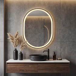 Badrumsspegel Flare 60 x 80 cm – touch-dimbar, färginställbar, med värme