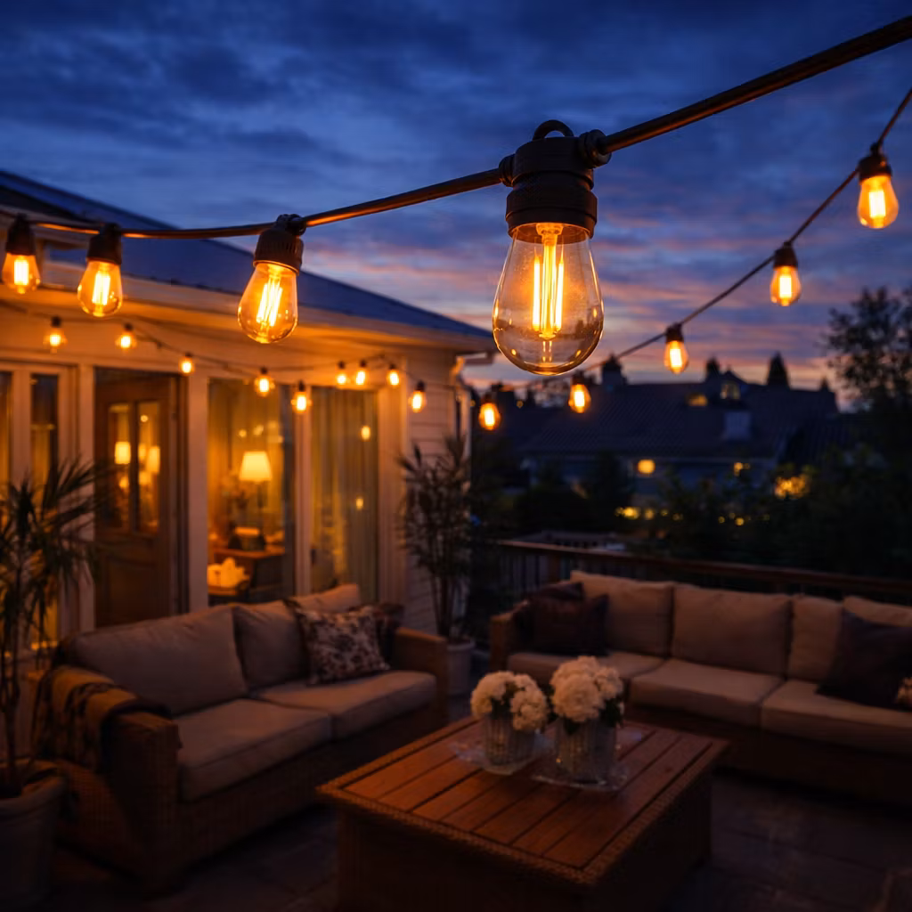 Home String Light Outdoor string lights flat cable E27 – 10–100 m, replaceable bulbs - LY ...