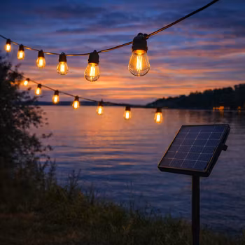 Kraftfull ljusslinga med solpanel 10-20 m med 10-30 utbytbara ledlampor - solcellsbelysning