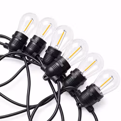 LY Sweden Hybrid Lyskæde E27 10–20 m med 20–40 LED-pærer – Solenergi og 230V – IP65