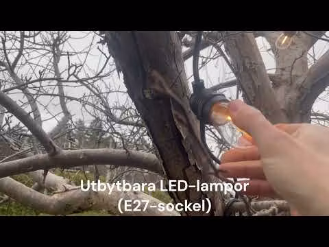 LY Sweden Premium outdoor string lights - outdoor lighting 15-100 meter with replaceable E27 LED bulbs