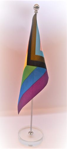 Bordsflagga glasfot PROGRESS PRIDE