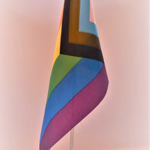 Bordsflagga glasfot PROGRESS PRIDE