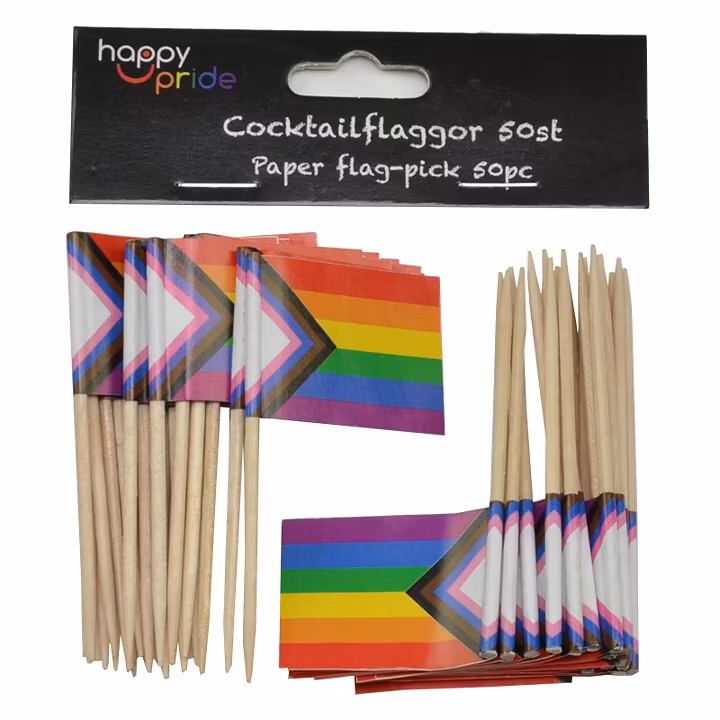 Tårt/Cocktailflagga PROGRESS PRIDE