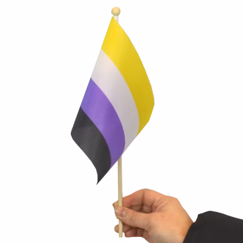 Liten flagga på pinne 21 x 14 cm ICKEBINÄR