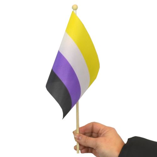 Liten flagga på pinne 21 x 14 cm ICKEBINÄR