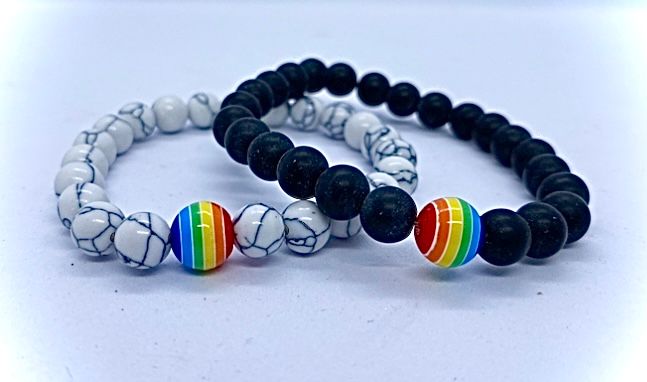 Armband PRIDE marmorerade stenpärlor