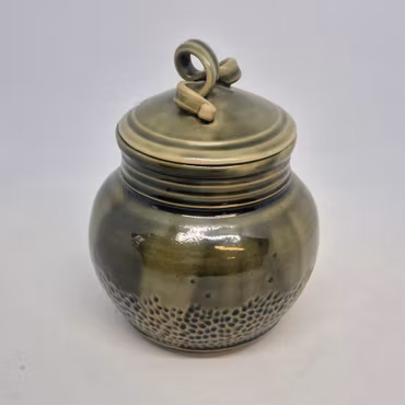 Burk med lock "pinjegrön"