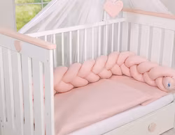 Spjälsängsskydd flätad Pastel Rosa